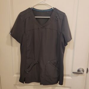 Dark Gray V-Neck Scrub Top